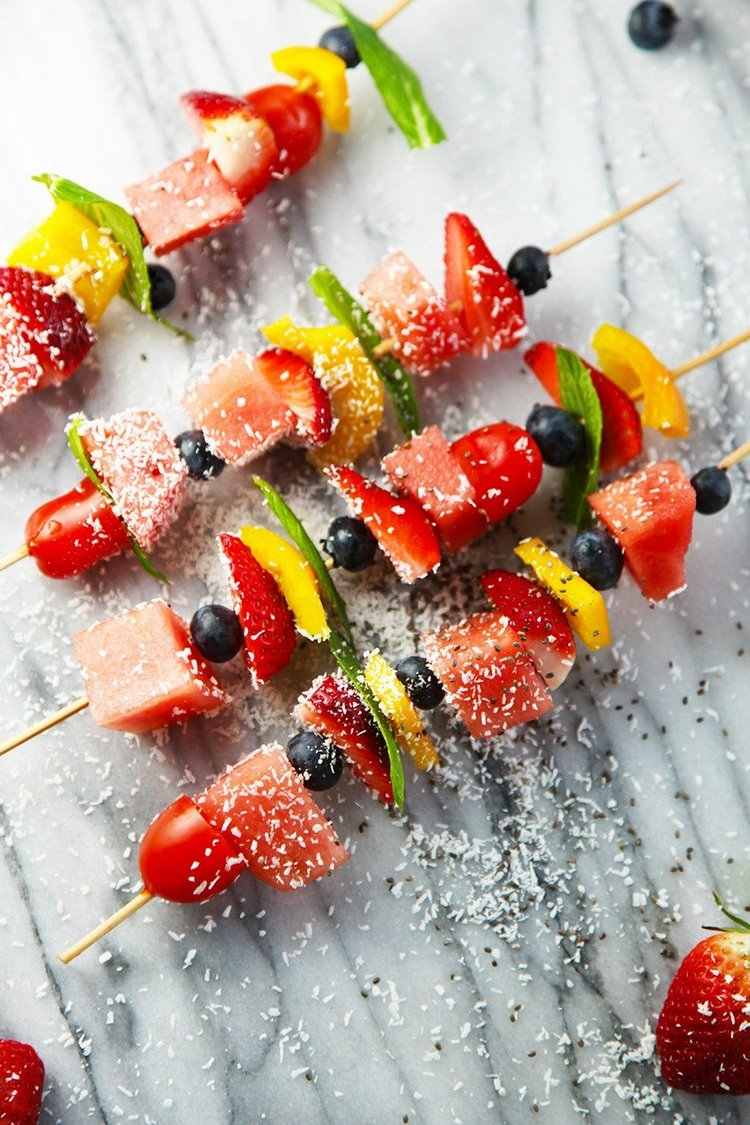 Fruit cabob recipes skewers with coconut and chia
