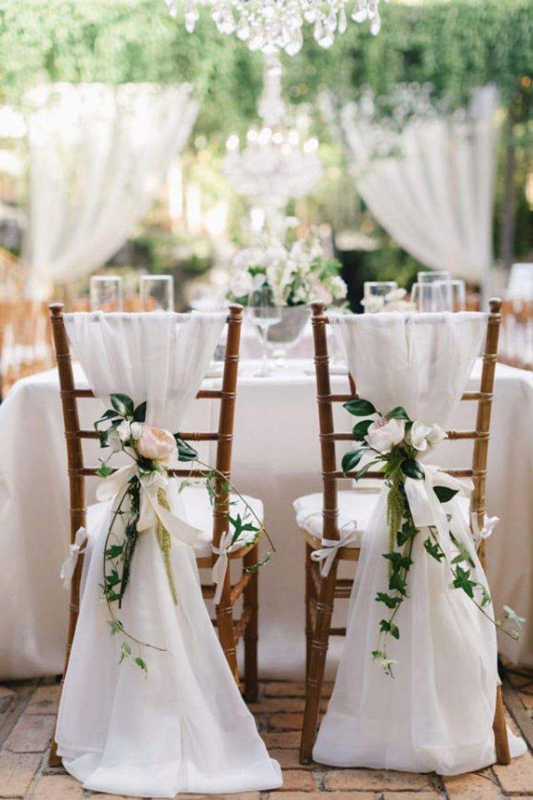 Wedding chair decoration ideas sashes and flowers