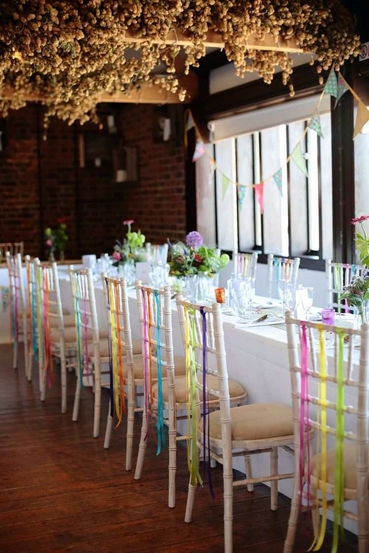 Wedding chair decoration with ribbons