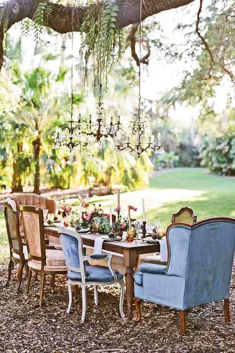 amazing garden party decorating ideas chandeliers above dining table