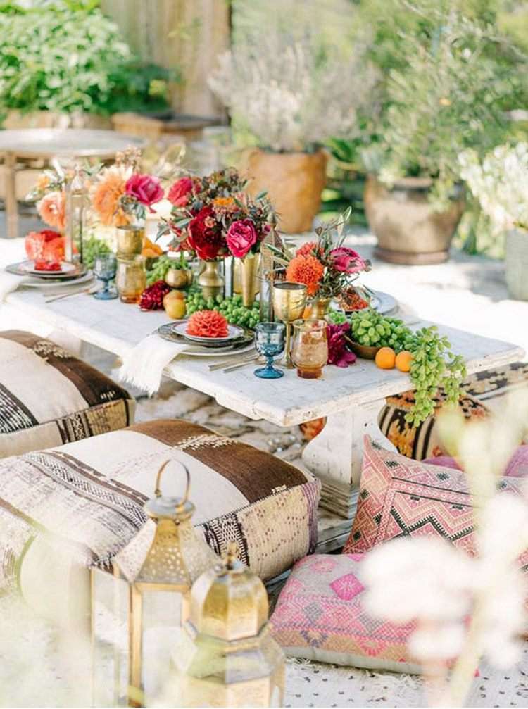 backyard party ideas floral table centerpieces