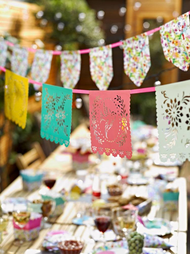 garlands and banners backyard party ideas