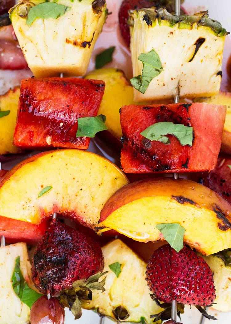 grilled fruit kabobs peaches pineapple strawberries