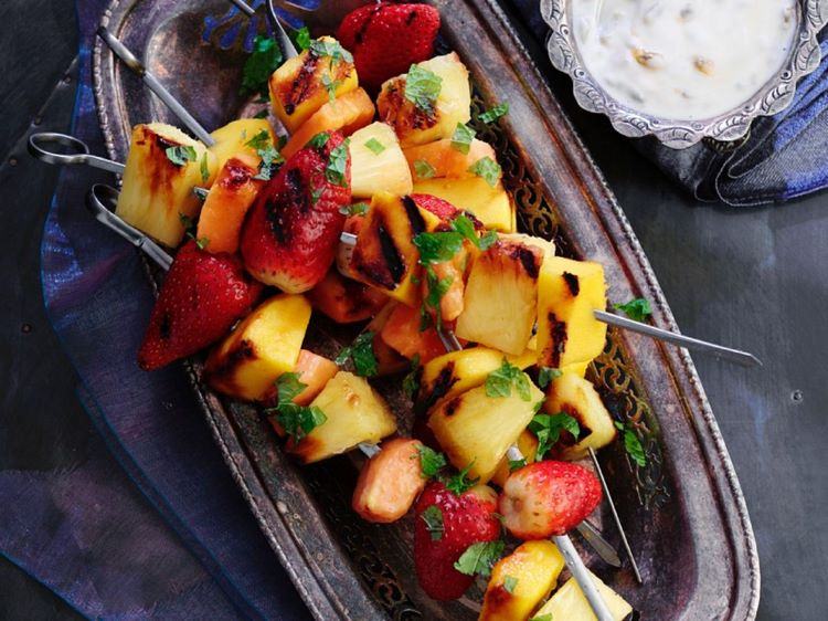 grilled fruit skewers with passionfruit sauce recipe