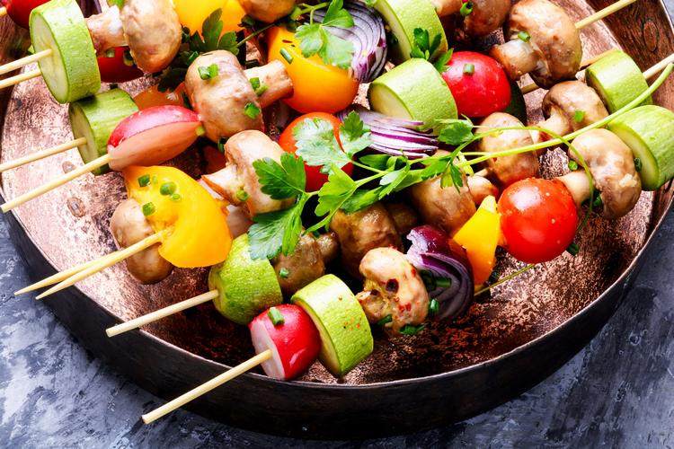 kebabs grilled vegetables on skewer summer menu ideas