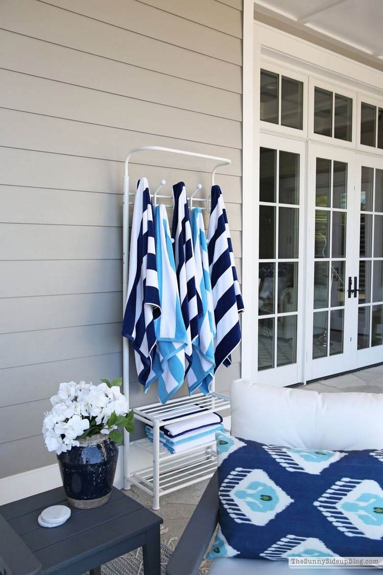 outdoor pool towel storage ideas