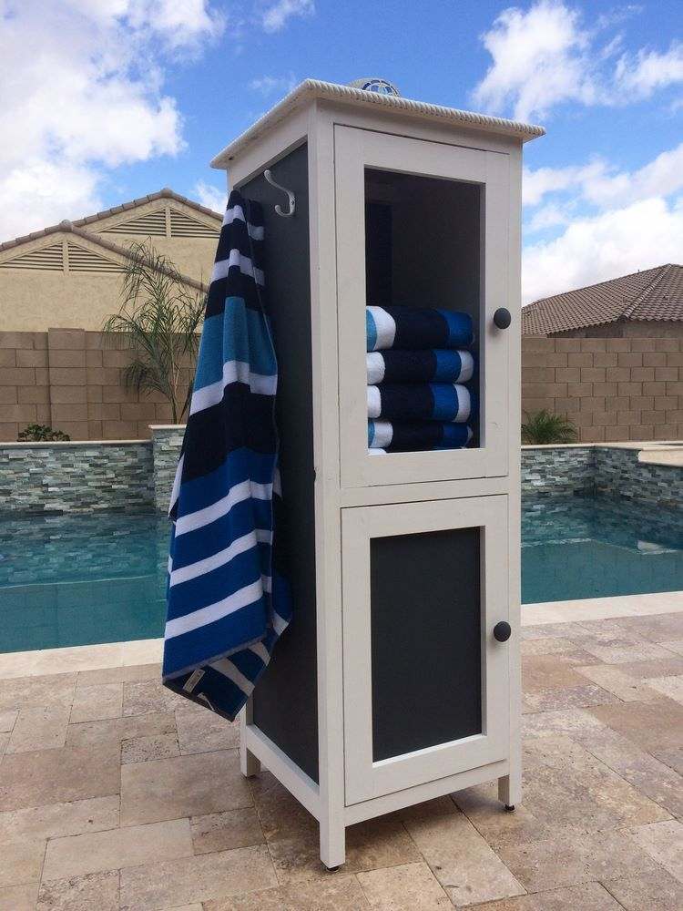 pool towel storage cabinet
