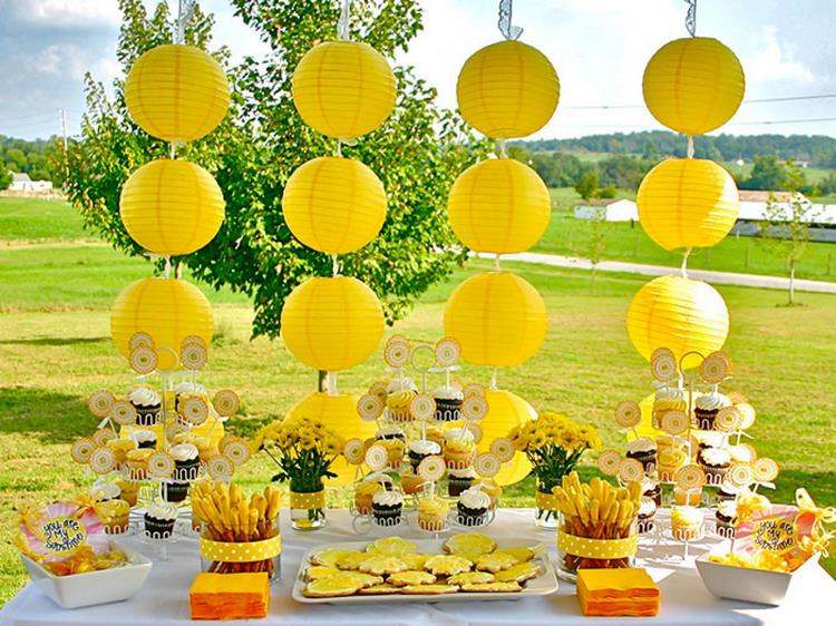 yellow color theme garden party decor ideas
