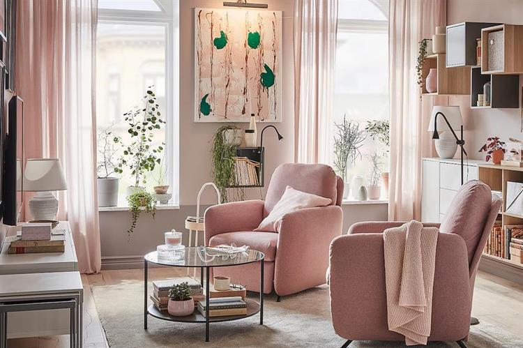 pale pink living room