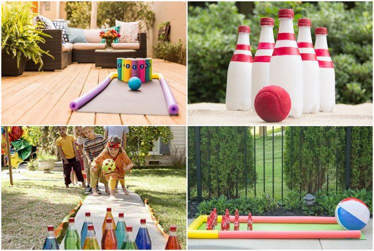 DIY Backyard Bowling outdoor games for kids and adults