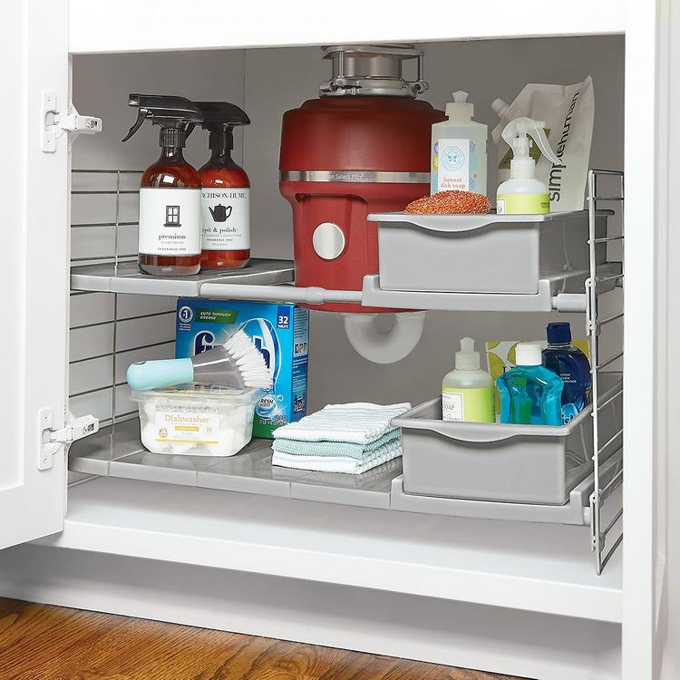 Expandable Under sink shelves storage and organization ideas