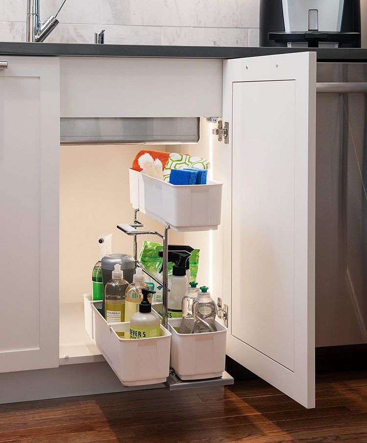 Pull Out Organizer With Caddy under sink cabinet ideas