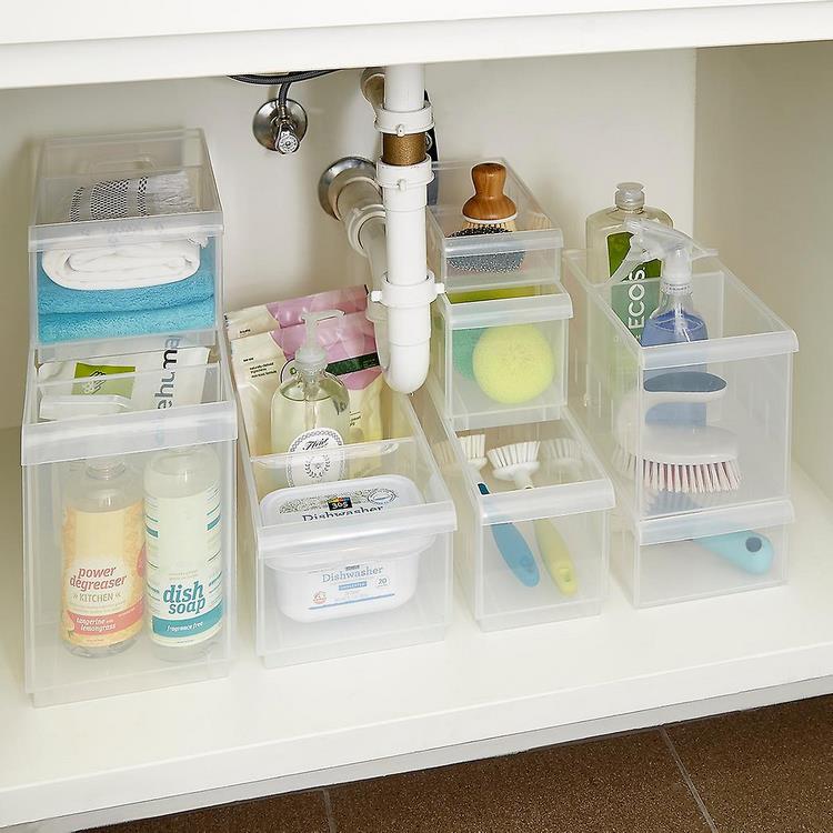 Stackable Plastic Storage containers under the sink