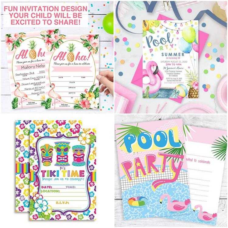 Tropical Pool Party Invitations