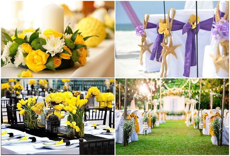 blue and yellow wedding decor