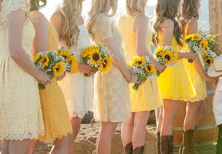 bridesmaids dresses ideas for yellow themed wedding