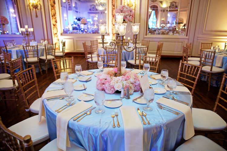 floral arrangement table centerpiece ideas Cinderella themed wedding