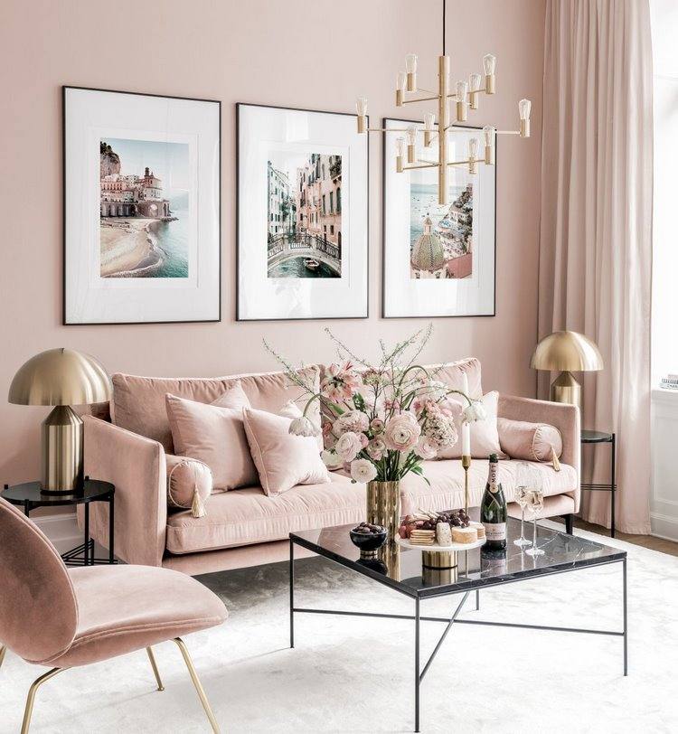 elegant blush pink living room design ideas