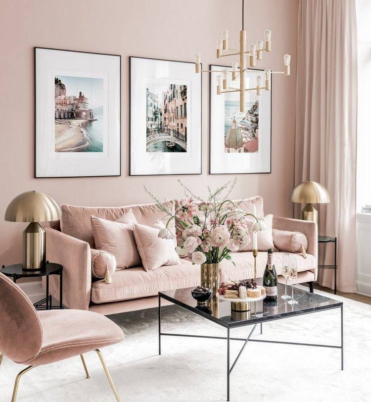 pale pink living room