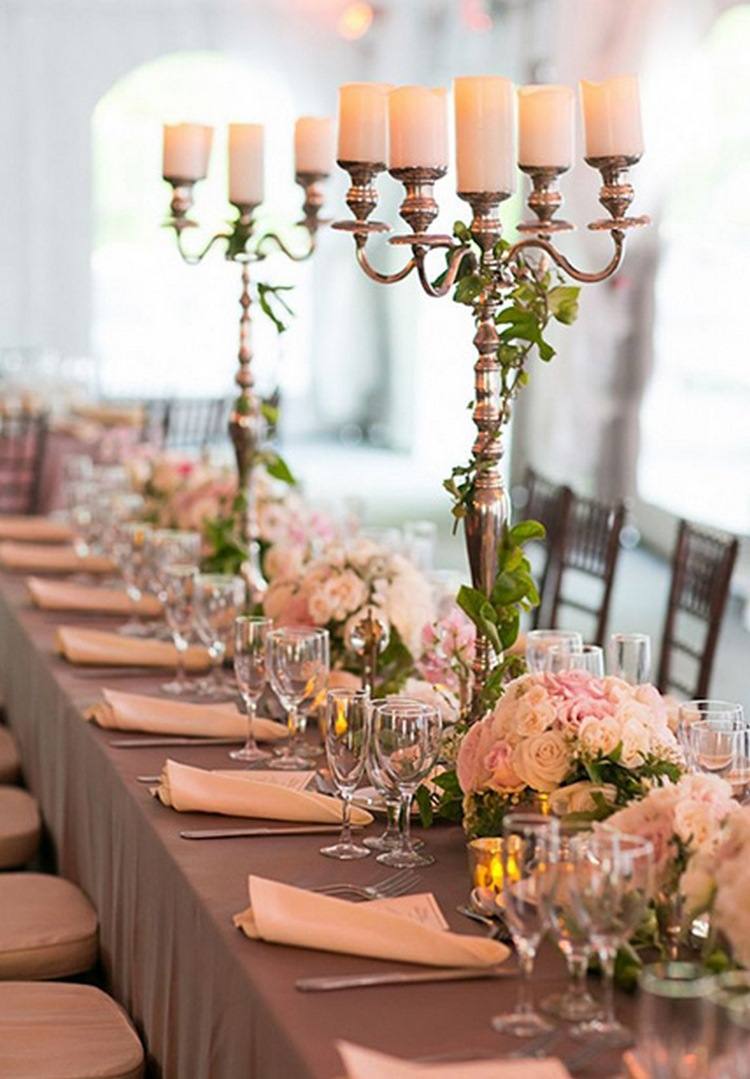 fairytale wedding table decorations candelabras and floral centerpieces
