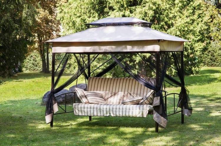 garden swing with canopy and mosquito net