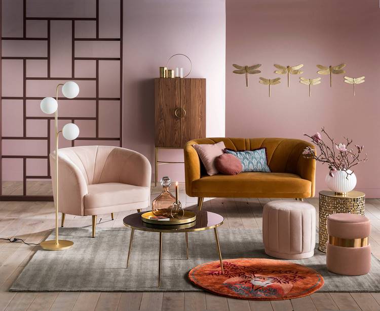 living room wall paint ideas blush pink color scheme