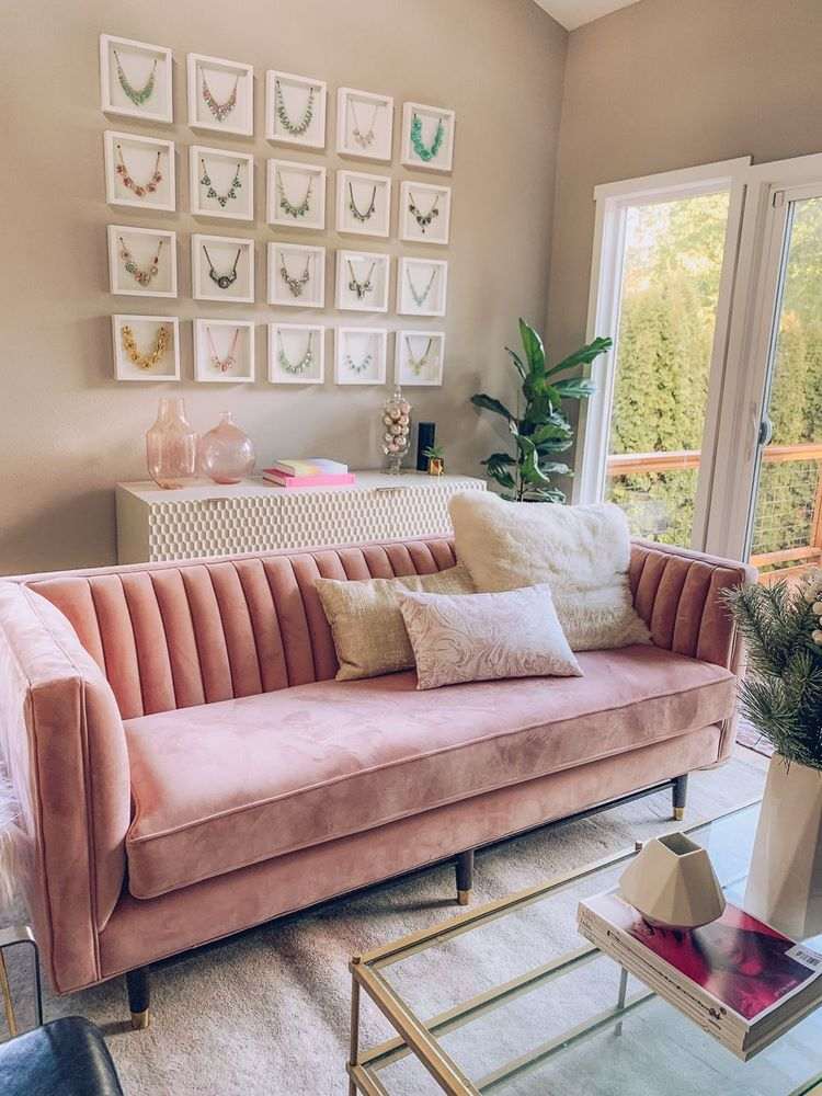 modern living room ideas pink sofa