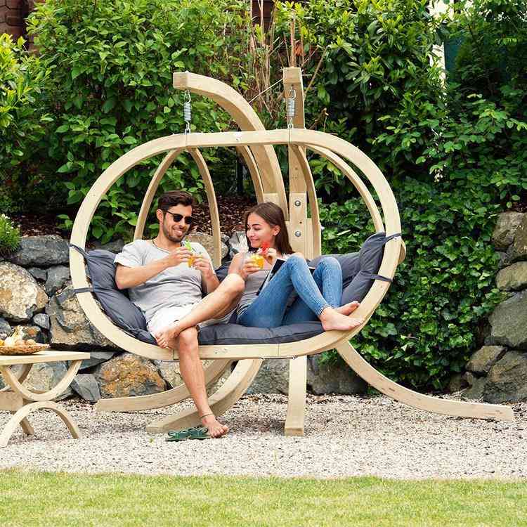 modern outdoor swing wooden frame