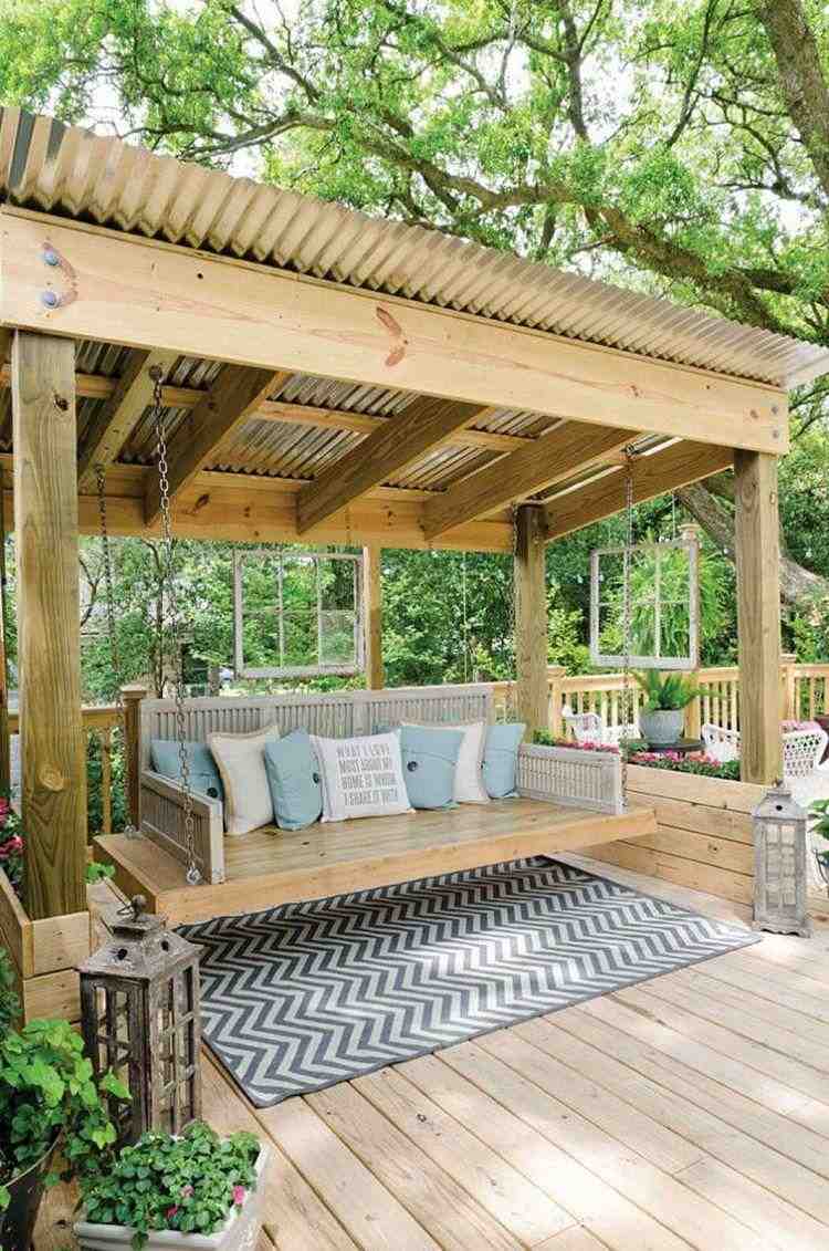 patio ideas pergola and hanging swing backyard ideas