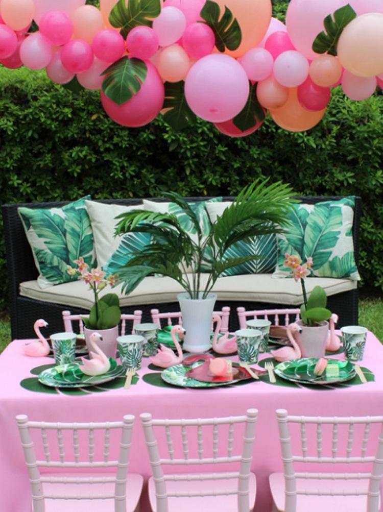 pink and green pool party decor ideas