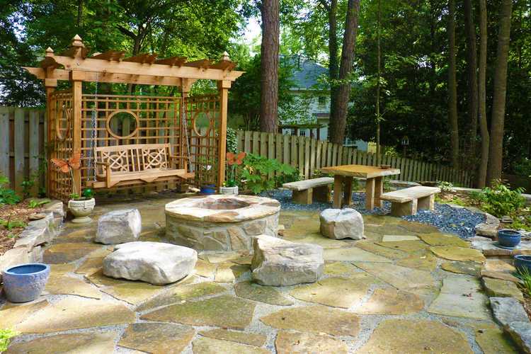 backyard design furniture and decor ideas swing and wooden arbor