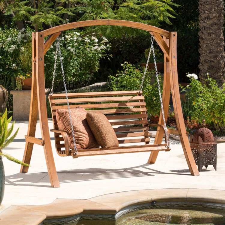 wooden swing for the backyard comfortable resting place