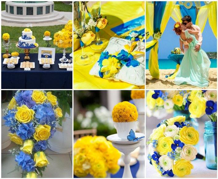 yellow and blue color combination wedding decor ideas