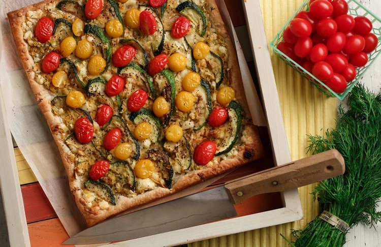 Lentil Zucchini and Tomato Puff pastry Tart