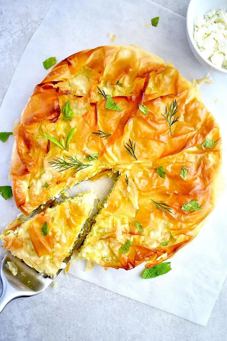 Zucchini and Feta Cheese Tart with Phyllo Pastry