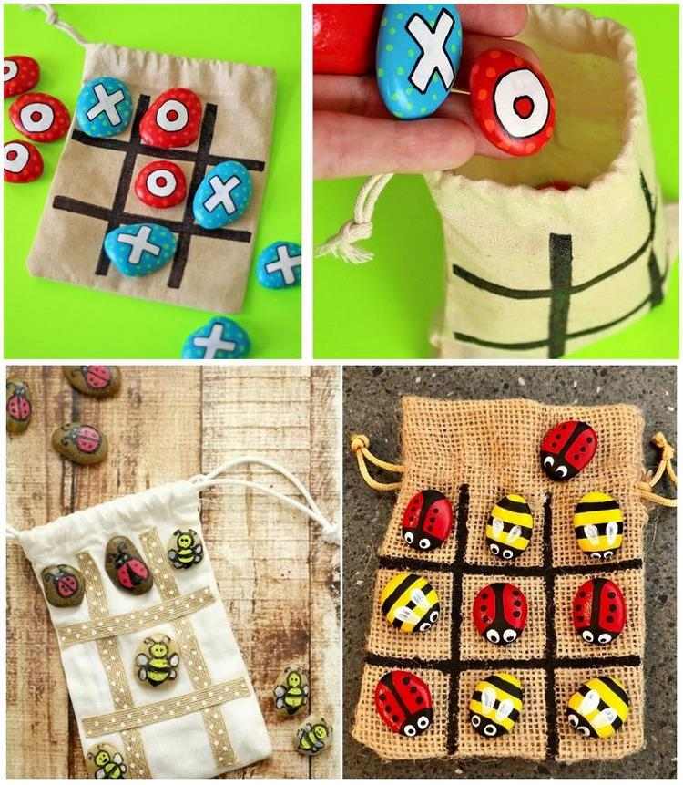 craft for kids painted rock tic tac toe travel game ideas