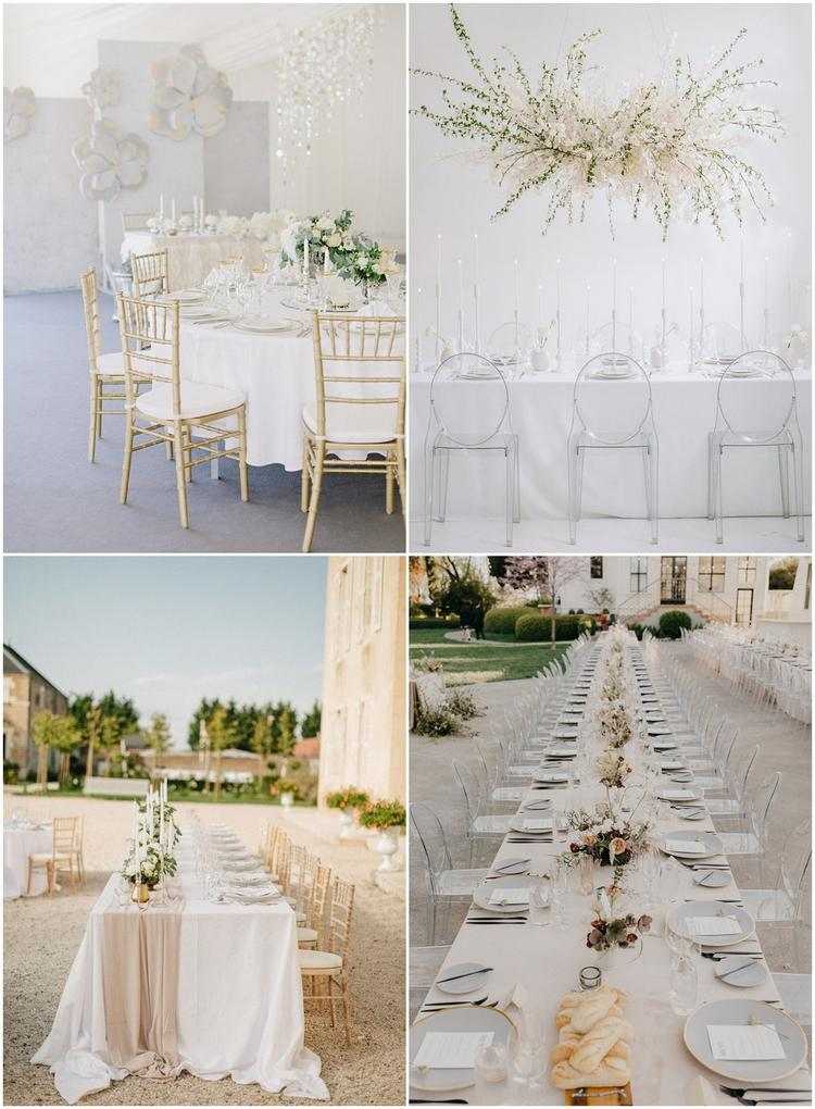 elegant minimalist style wedding ideas reception hall table setting