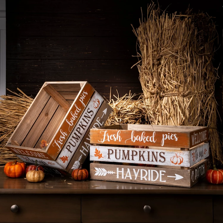 fall decorating ideas with wooden crates