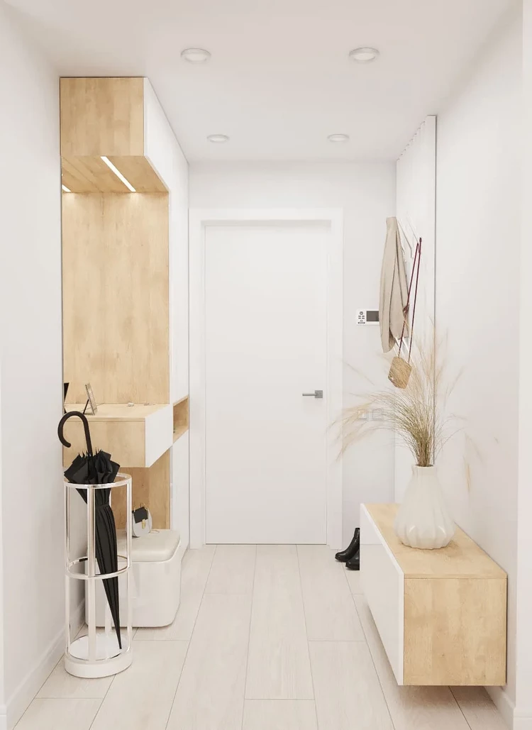 trendy hallway design ideas light colors wood furniture