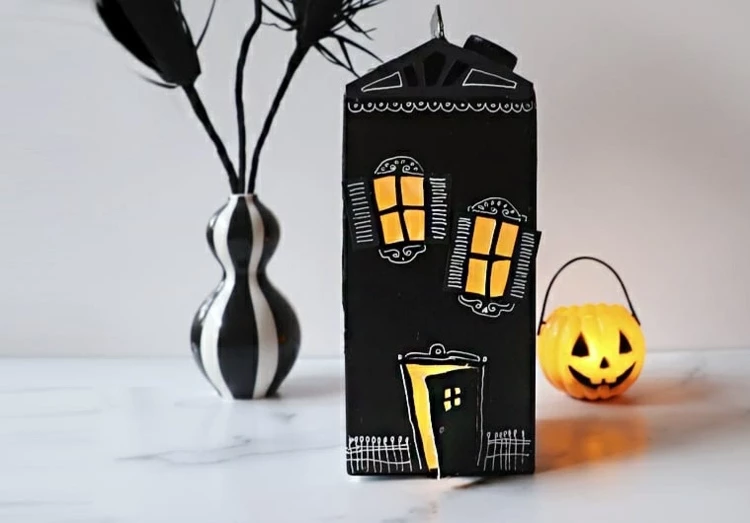 Cool Halloween Craft Idea DIY Milk Carton Haunted House