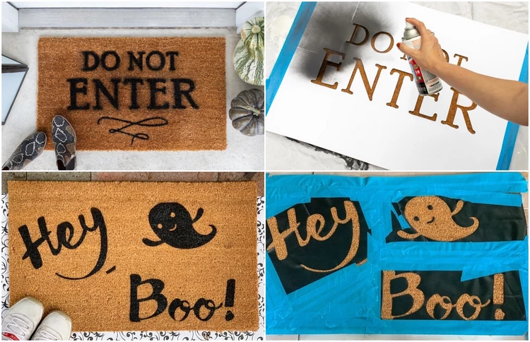 DIY Halloween Doormat Ideas with Spray Paint