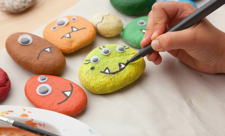 DIY Halloween Monster Painted Rocks