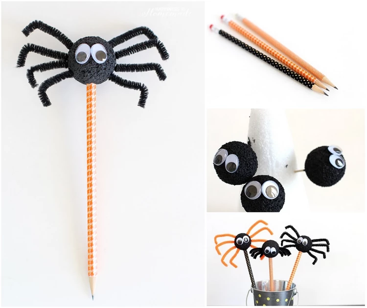DIY Halloween Spider Pencil tops
