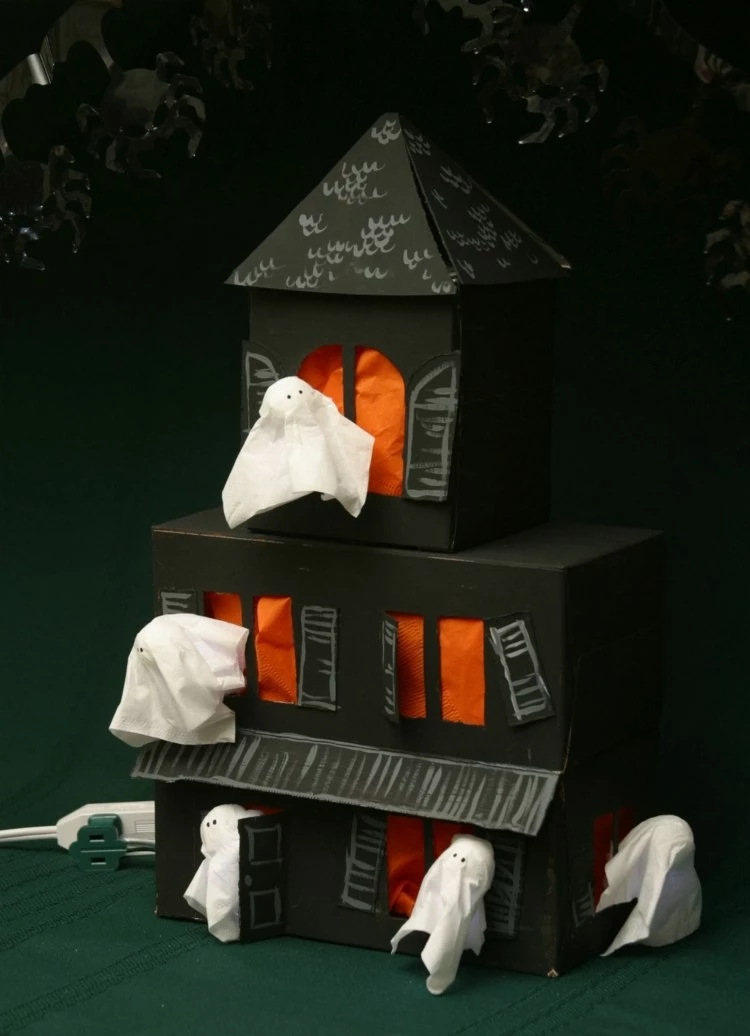 DIY Tissue Box Haunted House Craft for children