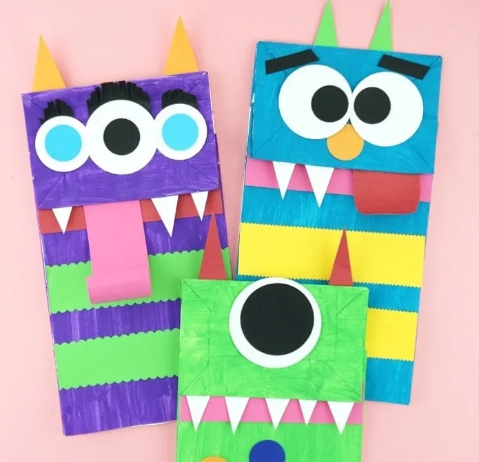 DIY paper bag monster puppets