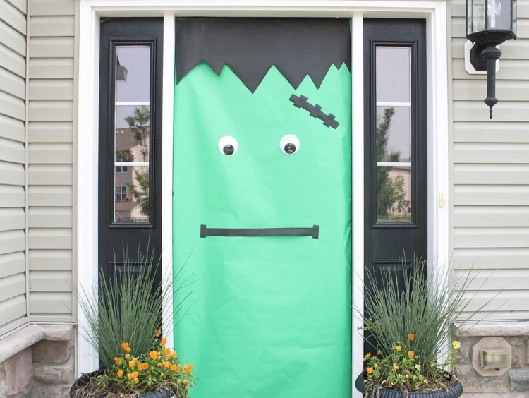 Frankenstein Front Door Halloween Decor