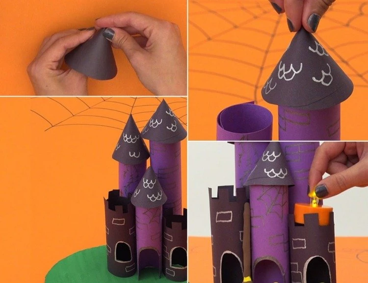how to make haunted castle Halloween craft ideas for kids