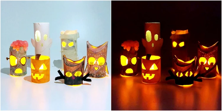 DIY Halloween Toilet Paper Roll Monstrous Luminaries
