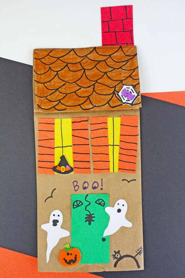 How to Make a Paper Bag Haunted House Halloween crafts for kids