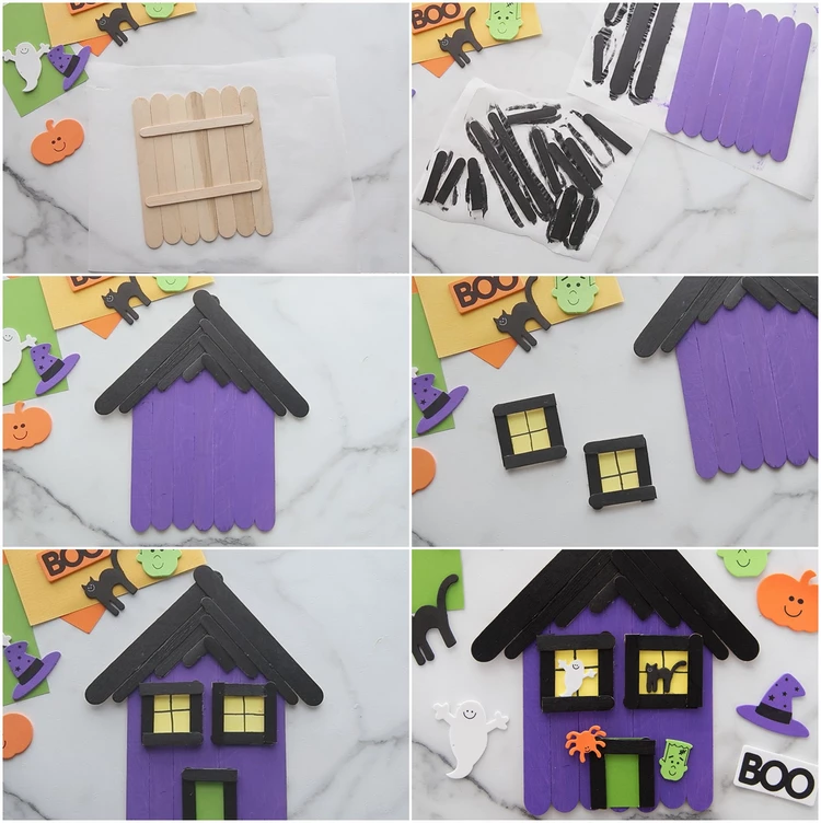 How to Make Popsicle Stick Haunted House for Halloween instructions